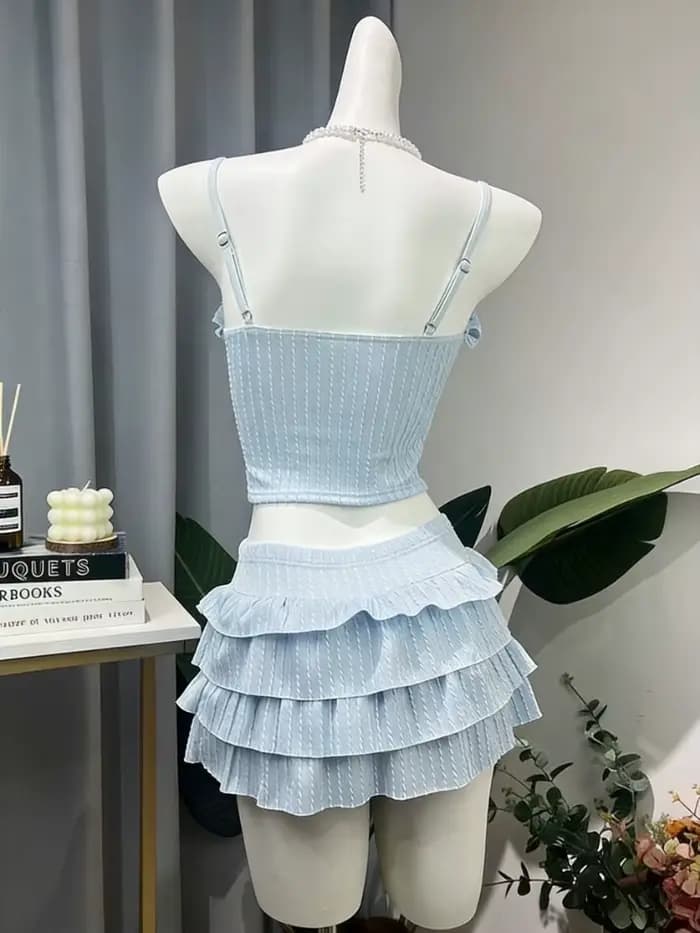 Ensemble de bikini à rayures style Sweet Lolita pour femmes