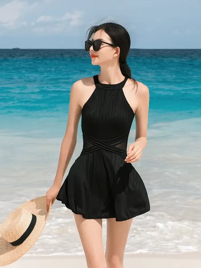 Nouveau Style coréen une pièce maillot de bain femmes été évider dos nu croix mince jupe maillots