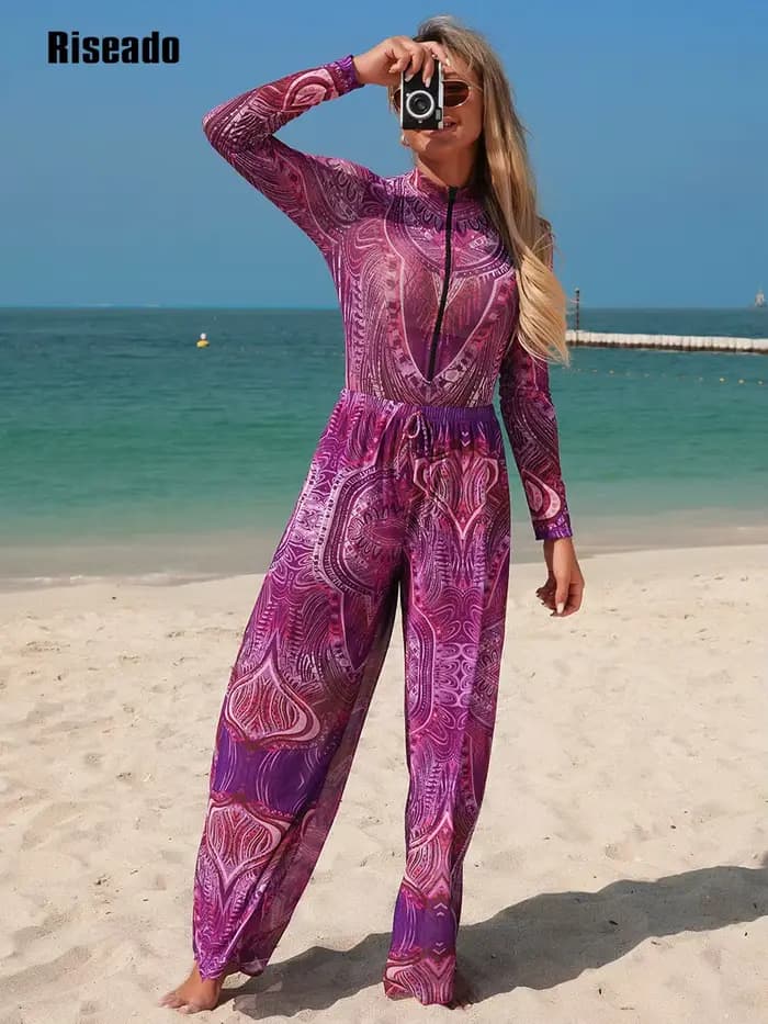 Maillot de bain en maille avec pantalon Long