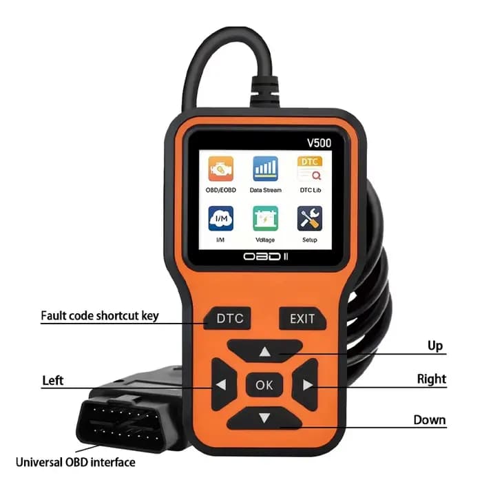 Le scanner V500 OBD2 convient au diagnostic complet de l'ECU/ABS/transmission de tous les véhicules OBDII/CAN