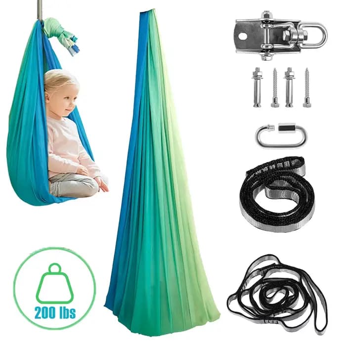 Balançoires sensorielles pour enfants Balançoire câlin confortable double couche avec 360 °   Le cintre pivotant peut contenir jusqu'à 200 lb pour adultes intérieur extérieur