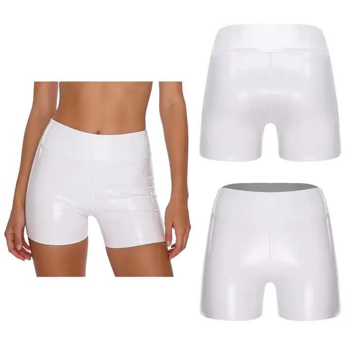 Shorts en PU effet mouillé pour femme