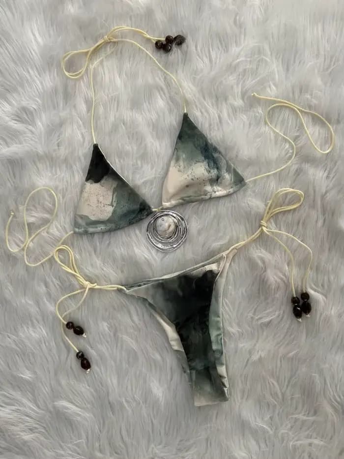 Mode coquille Trangle Bikini femmes 2 pièces maillot de bain dame Sexy taille basse à lacets Biquini maillots