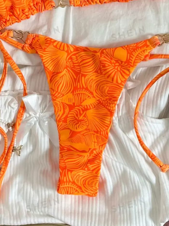 Micro bikini sexy imprimé feuilles d'oranger 2026 pour femme