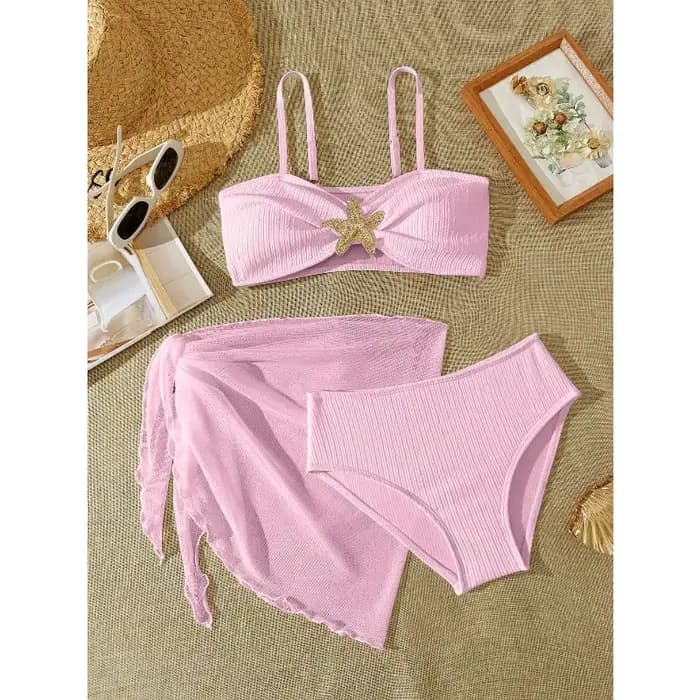 Maillots de bain trois pièces pour adolescentes UNITIM, ensemble de maillots de bain bikini pour filles avec étoile, 8-12 ans, maillot de bain pour plage et piscine
