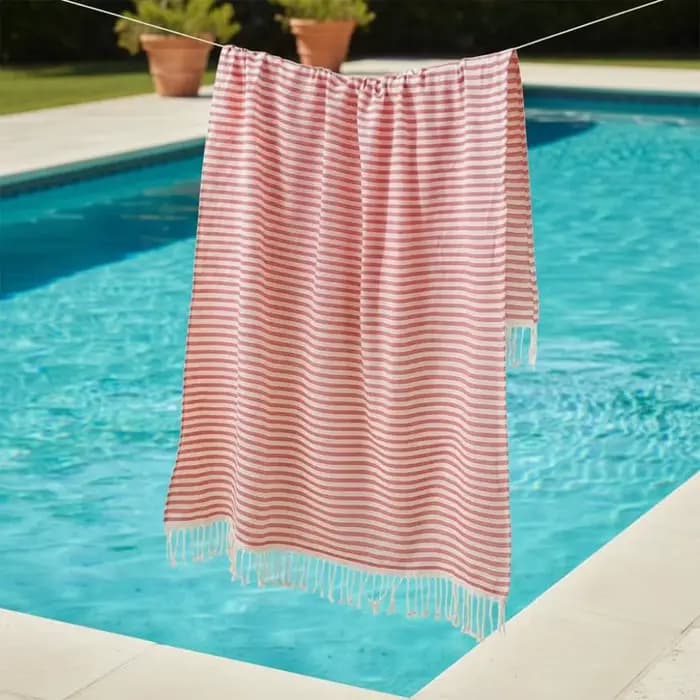 Serviette de plage turque rayée absorbante en polyester-coton