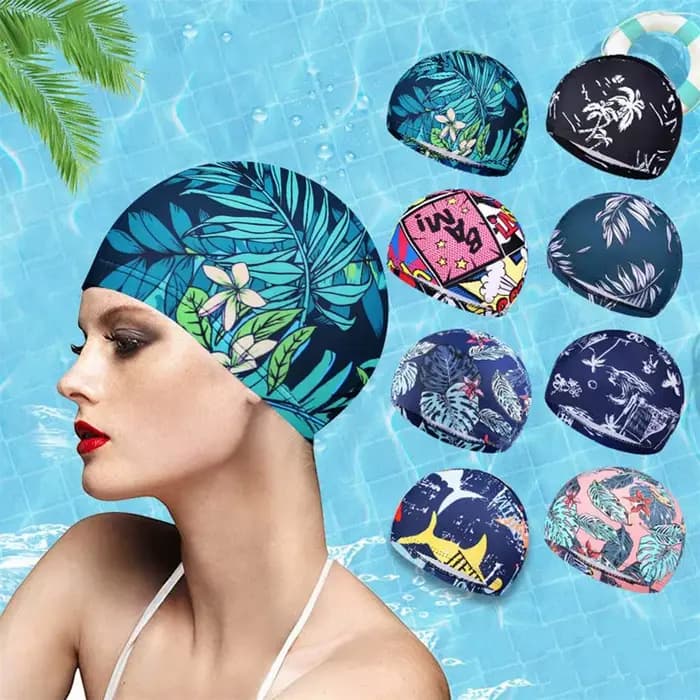 Bonnet de bain respirant à séchage rapide pour hommes et femmes, bonnet de bain, turban de sport, cheveux longs, fleurs