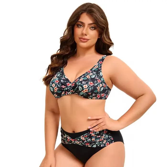 Ensemble bikini 2 pièces taille haute pour femmes grandes tailles
