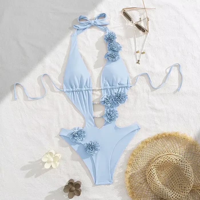 Nouveau Maillot de Bain Une Pièce Femme 2026 à Fleurs 3D, Uni, Sexy, Évidé, Tenue de Plage Tropicale d'Été, Combinaison de Bain