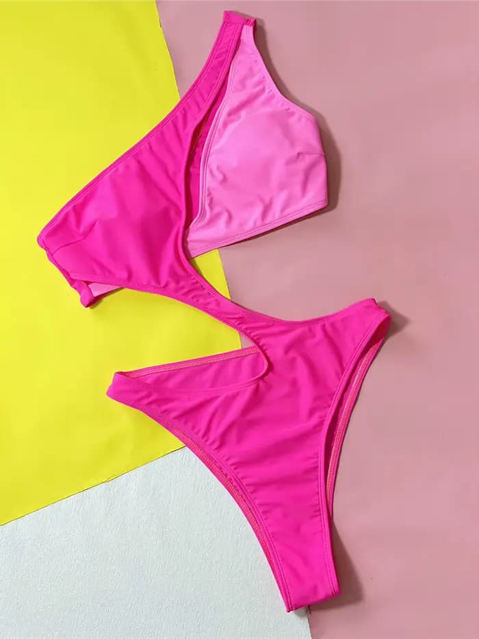 Maillot de bain asymétrique une pièce pour femme, découpé, une initié, épissage, taille haute, rembourré, baigneur, bain trempé, K5127
