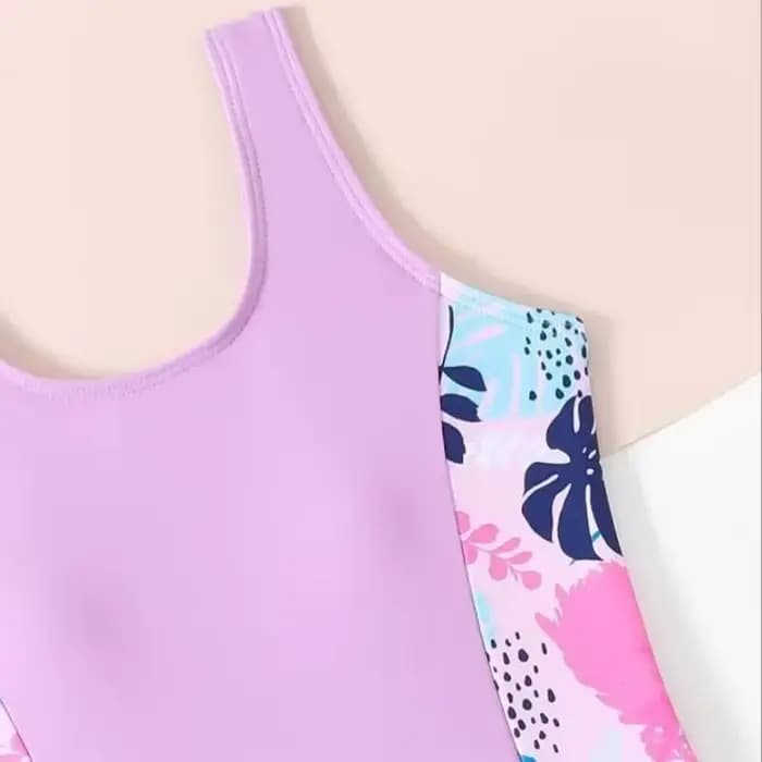Maillot de bain une pièce avec short pour filles de 8 à 12 ans