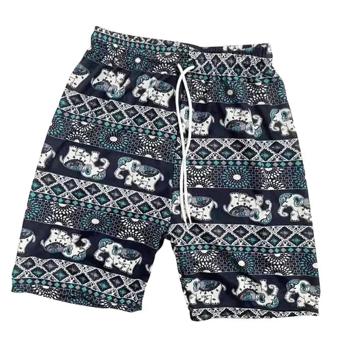 Short de plage pour hommes et femmes, short d'été, style bohème, imprimé 3D, motif éléphant, pantalon court, baggy, hippicopter, pour voyage