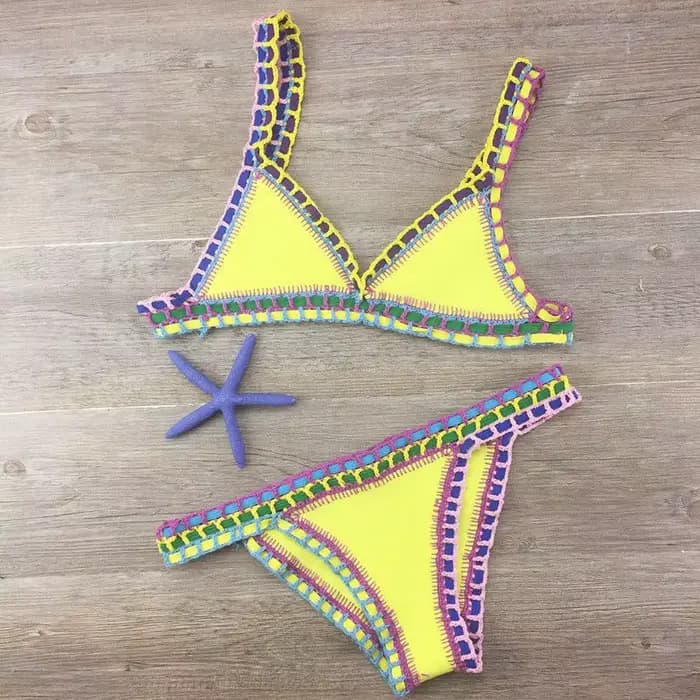 Sexy Bikinis été femmes maillot de bain crocheté à la main Bikini ensemble maillots