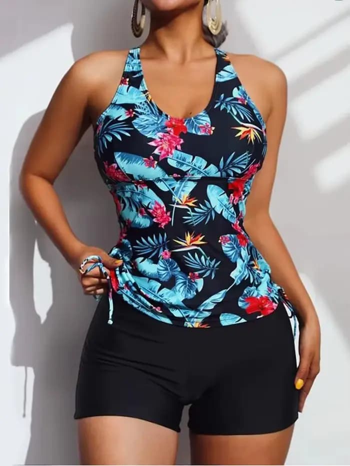 Maillot de bain deux pièces taille haute pour femme