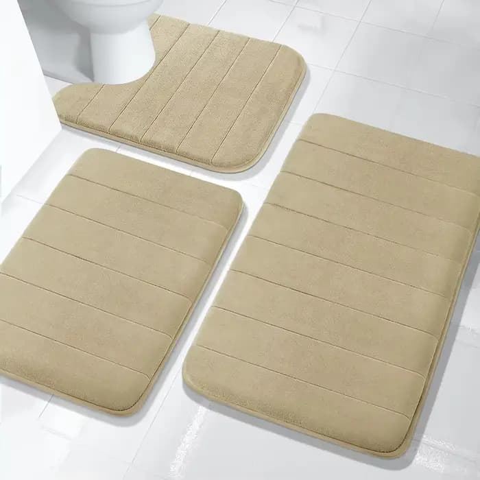 Tapis de bain en mousse à mémoire de forme, 3 pièces, absorbants, antidérapants, lavables, pour sol de salle de bain