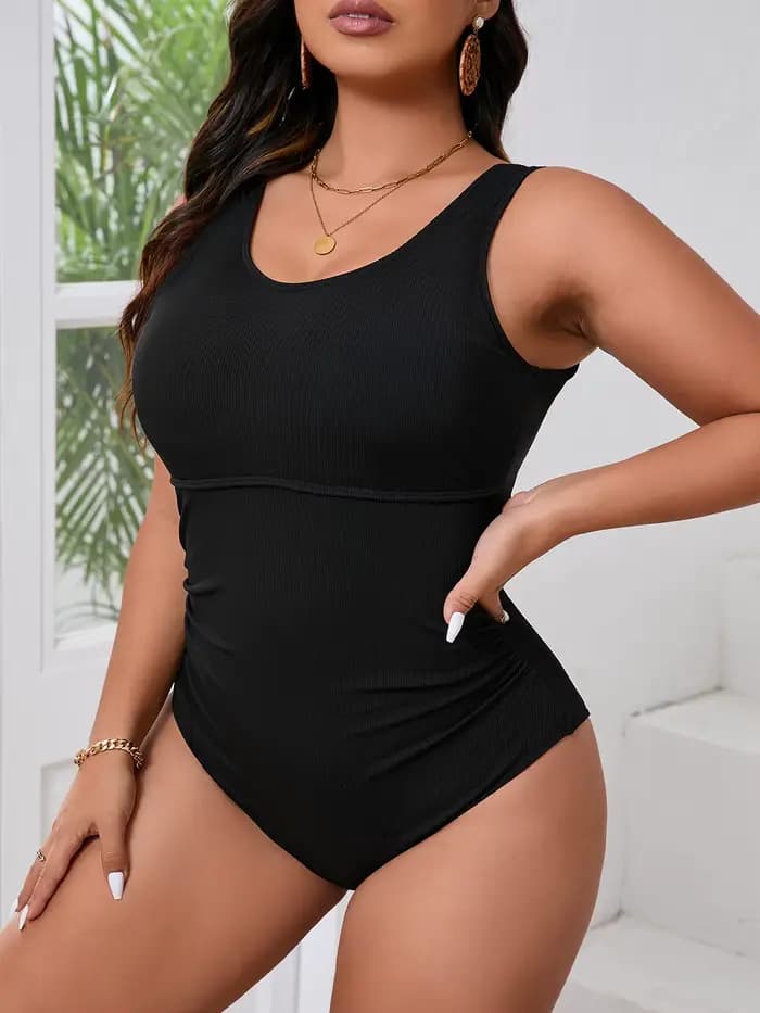 Maillot de bain une pièce grande taille 2026 pour femme, rayé noir, tailles 0XL-5XL
