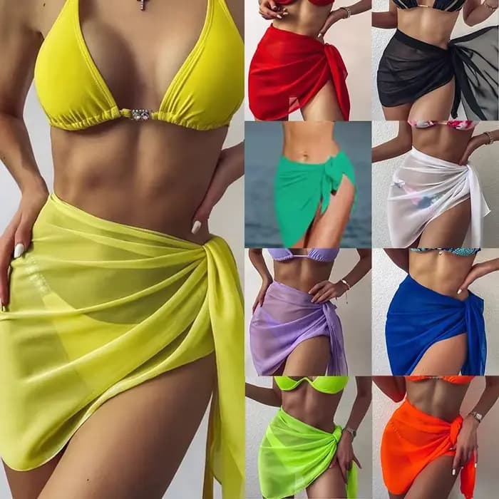 Parbones-Robe de plage transparente en mousseline de soie pour femme