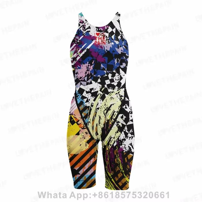 Maillot de bain pour femmes, compétition, entraînement, technologie, col au genou, dos ouvert, bretelles confortables, ensemble deux pièces, 2023
