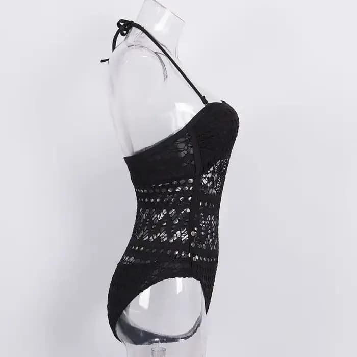 Maillot de bain une pièce noir, grande taille 3XL, sexy, amissié, batterie solide, monokini, pour femmes, vêtements d'été, pour la plage, 2023