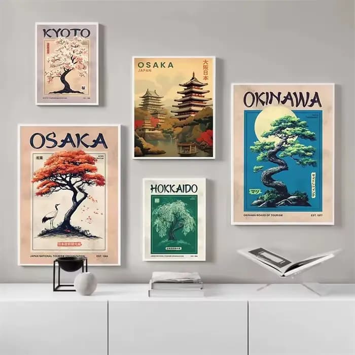 Affiche de voyage japonaise imprimée pour salon, décoration de maison, villes japonaises, monuments de paysage de Tokyo, peinture sur toile, cadeau d'art mural