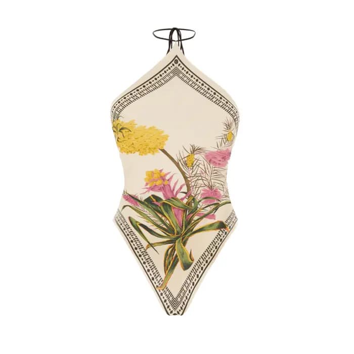 Maillot de bain une pièce imprimé à dos nu avec jupe paréo