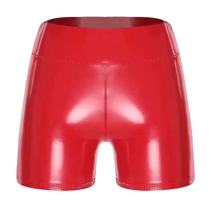 Shorts en PU effet mouillé pour femmes