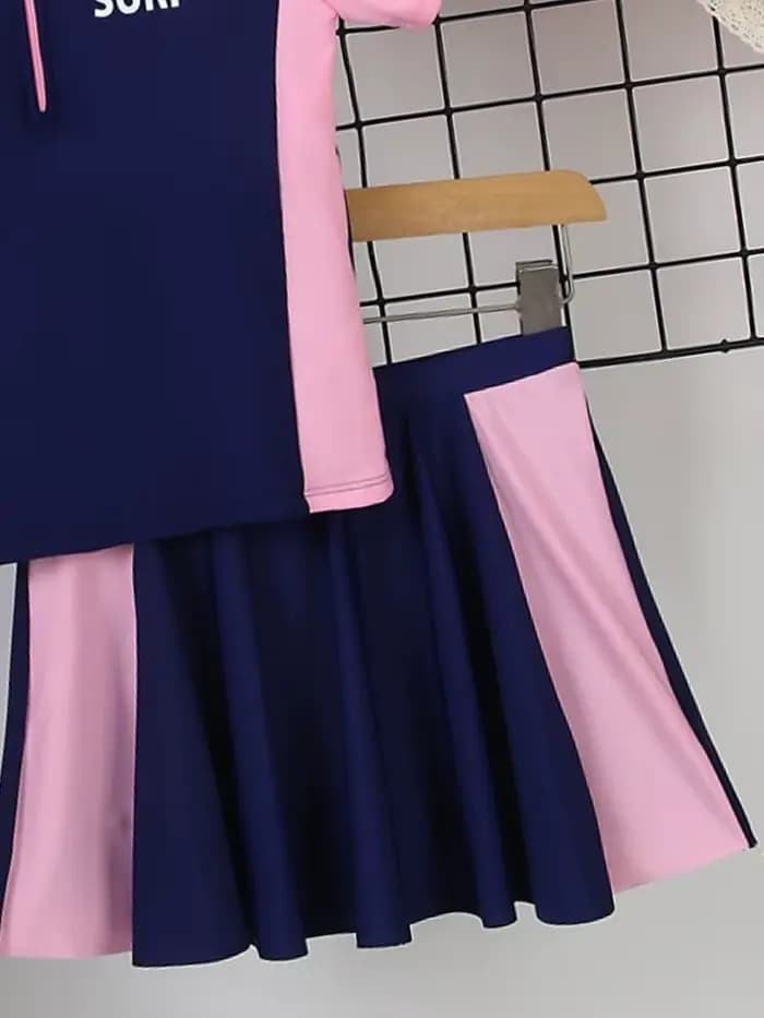Maillot de bain pour filles 2026 Nouveauté uni avec lettres Manches courtes
