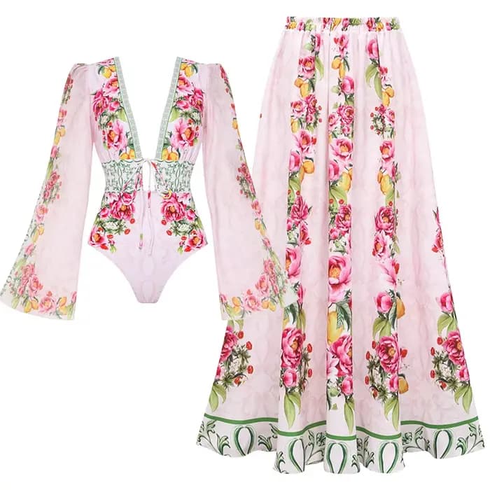 Maillot de bain et jupe à volants