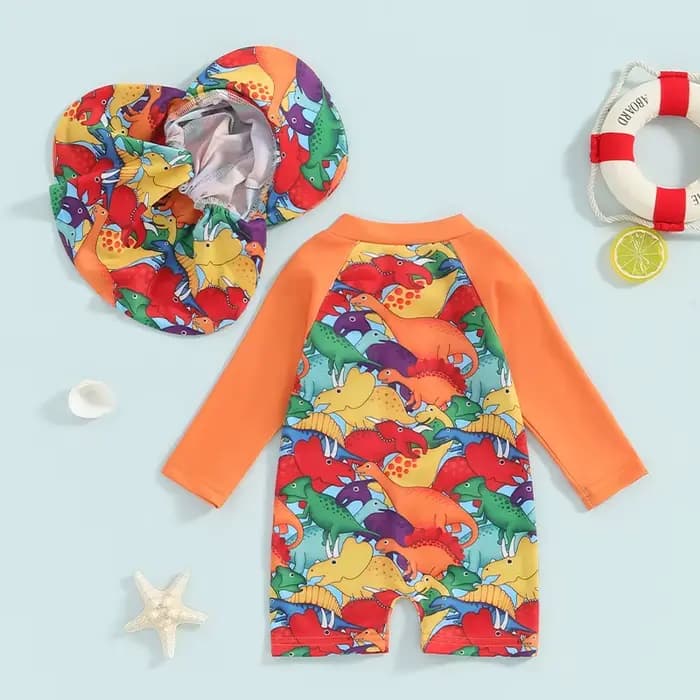 Maillot de bain à manches longues et fermeture éclair pour bébé garçon