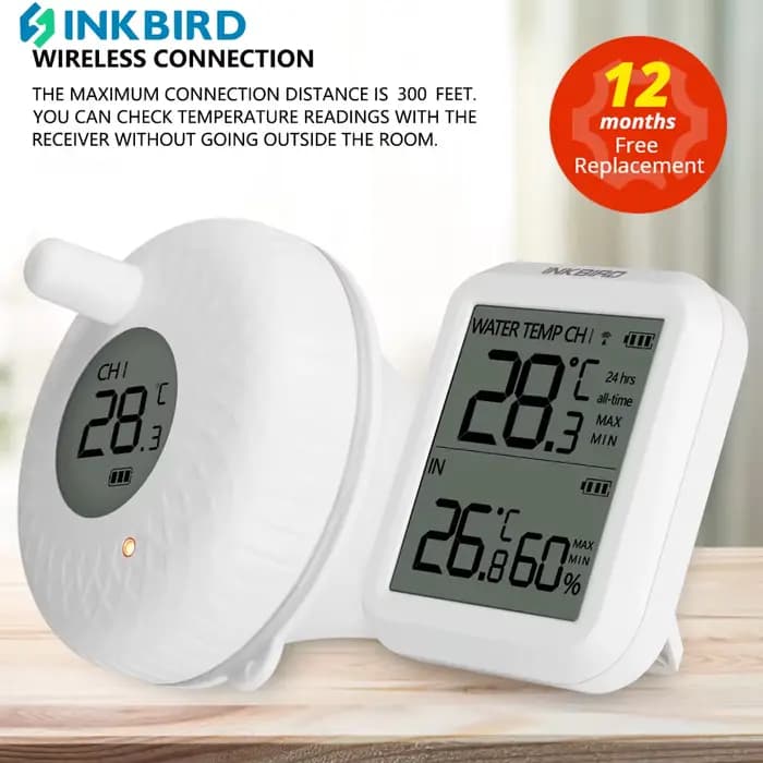 INKBIRD IBS-P01R Thermomètre de piscine flottant sans fil Bain pour animaux de compagnie pour piscine, eau de bain, spas, aquariums et étangs à poissons