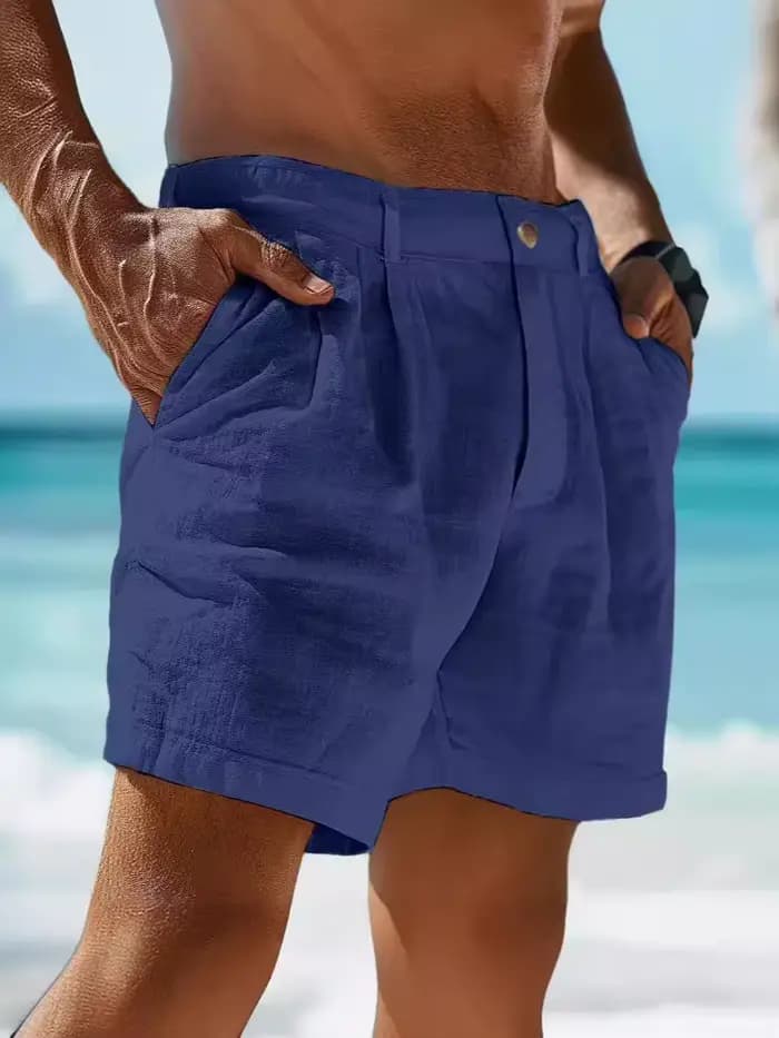 Shorts de plage pour hommes, décontractés, amples, longueur genou, en coton et lin, pour l'été, nouveaux pantalons de sport pour hommes