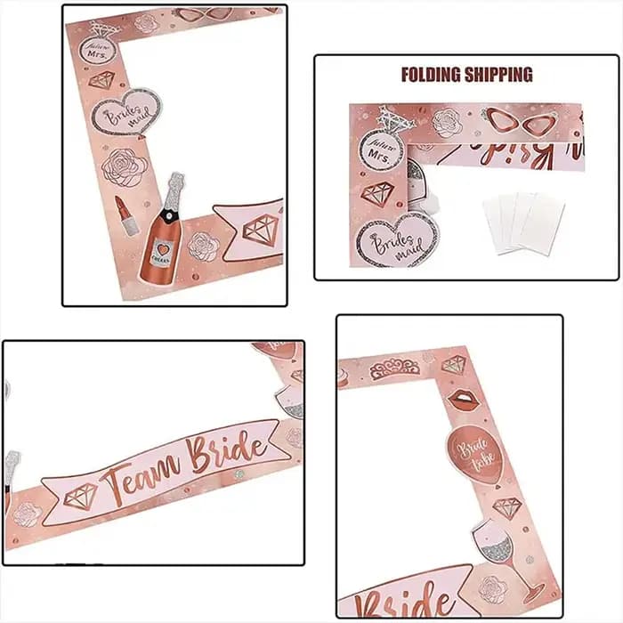 Ensemble d'accessoires de photomaton or rose pour enterrement de vie de jeune fille, cadre de détermination "Team Bride", parfait pour les douches de patients et le mariage