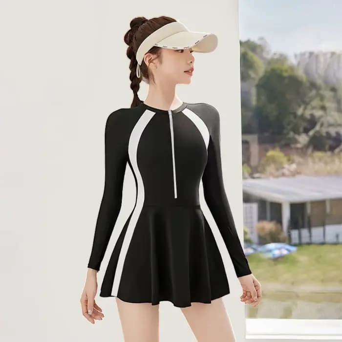 Maillot de bain élastique à manches longues pour femmes
