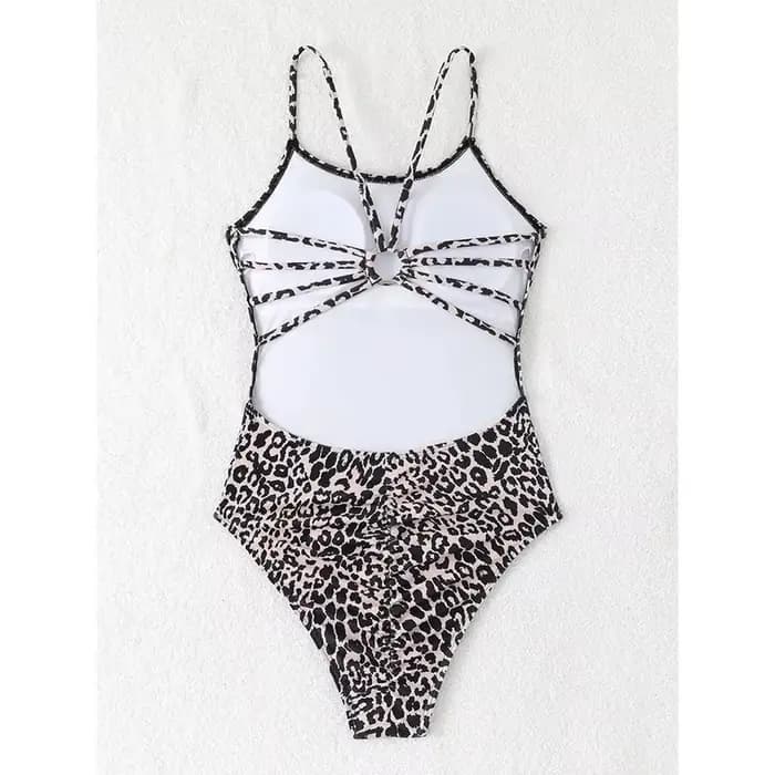 Maillot de bain une pièce sexy imprimé léopard pour femme 2026 – Maillot de bain bandeau échancré pour femme – Tenue de plage monokini