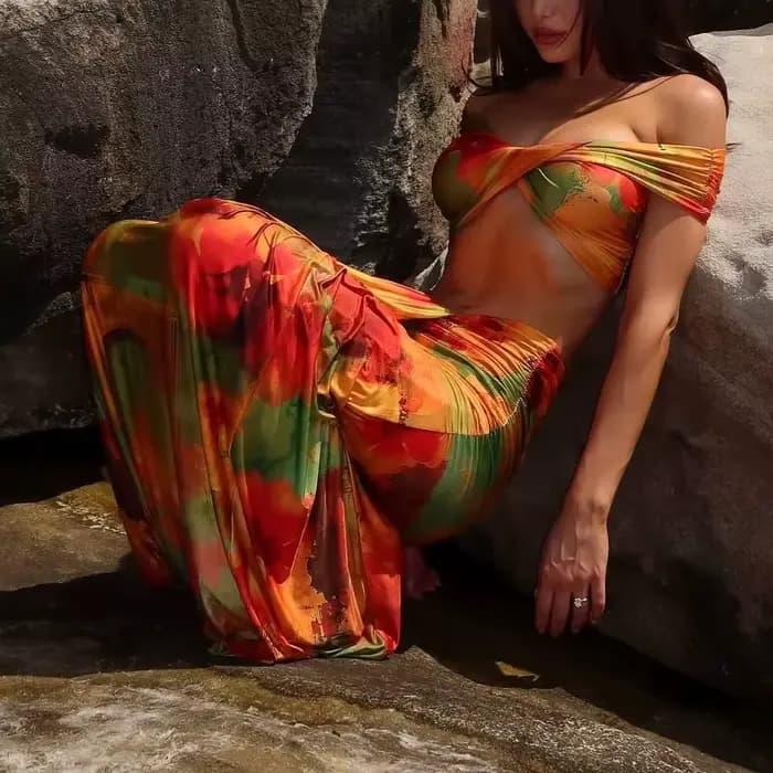 3 pièces Bikini 2025 Sexy rétro imprime femmes maillots de bain