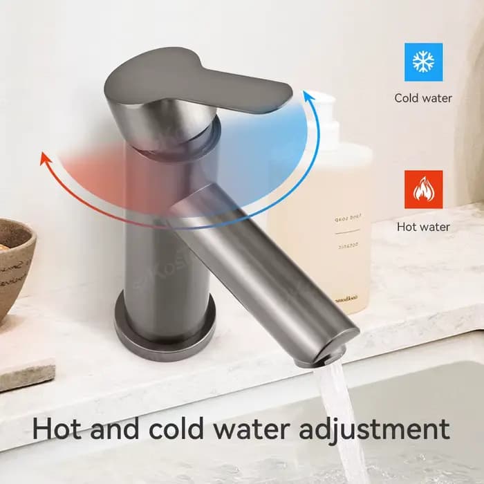 Mélangeur de bain robinet de cuisine en acier inoxydable, robinet d'eau chaude et froide, robinets de lavabo, salle de bains, baignoire, ensemble d'accessoires d'évier