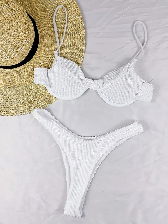 Serré à armatures v-bar Bikini maillot de bain maillot de bain pour femme femmes deux pièces Bikini ensemble coupe haute baigneur maillot de bain bain dame