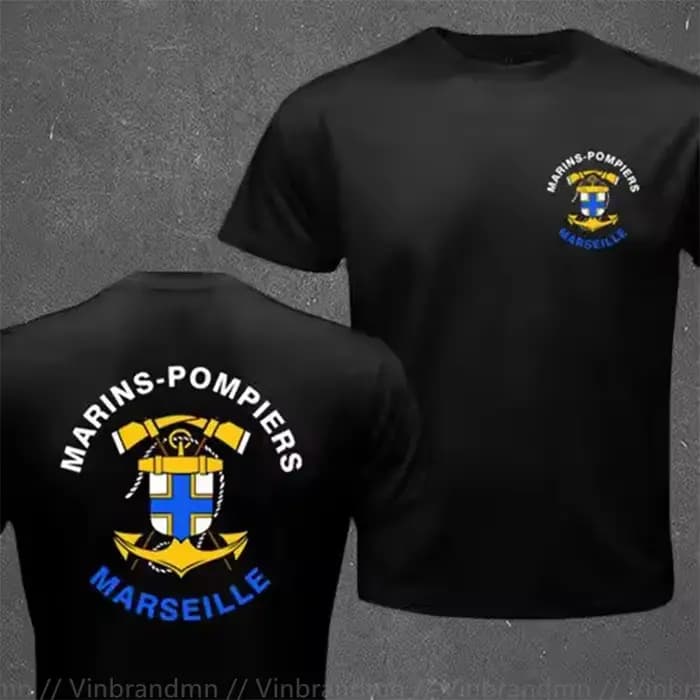 Marins français pompiers Marseille bataillon de feu Naval T-shirt hommes à manches courtes décontracté 100% coton T-shirt mode classique T-shirt