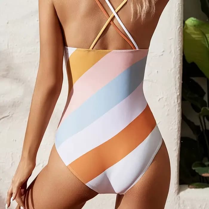 Nouveau maillot de bain une pièce de Sport rayé pour femmes maillots