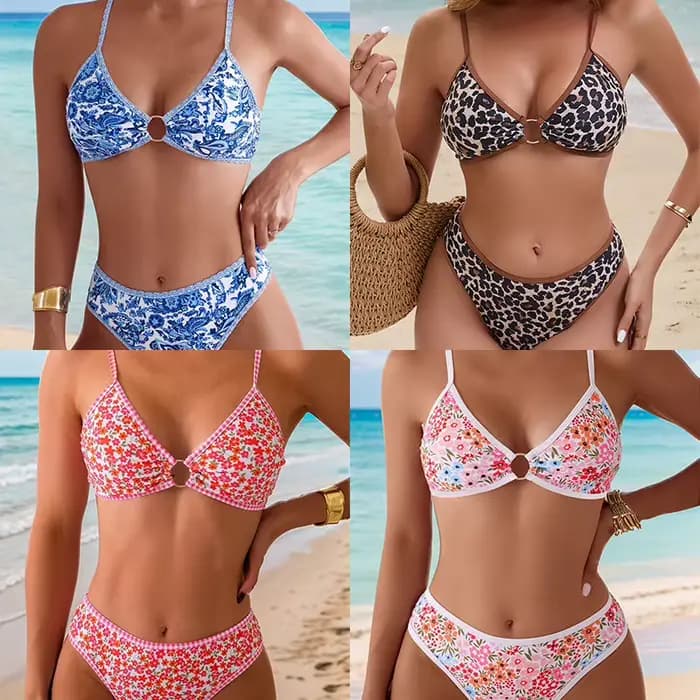Maillot de bain 2 pièces imprimé léopard
