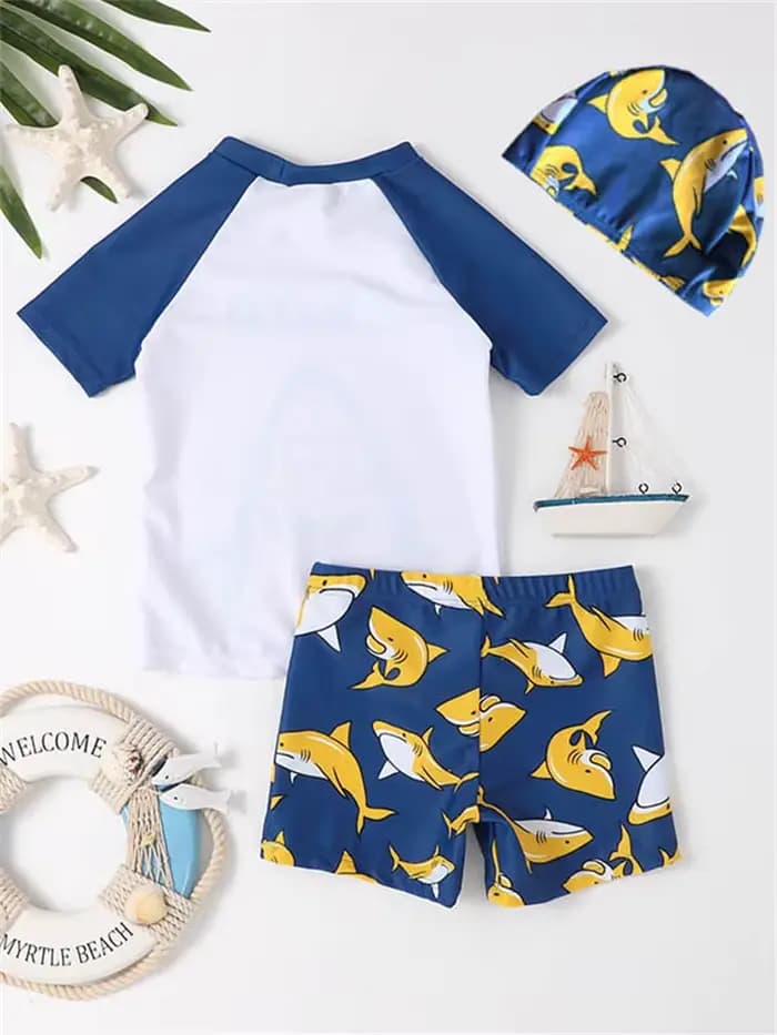 Maillot de bain enfant garçon 2026 Nouveau motif requin Manches courtes
