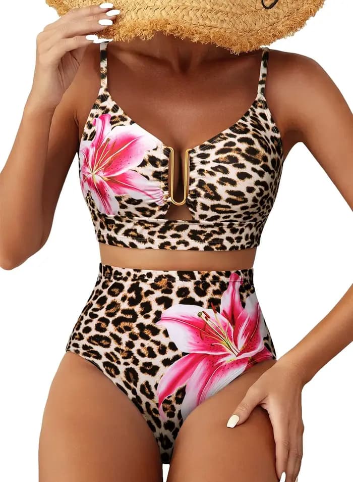 Ensemble de bikini Cikini V-Wire à imprimé floral pour les vacances à la plage