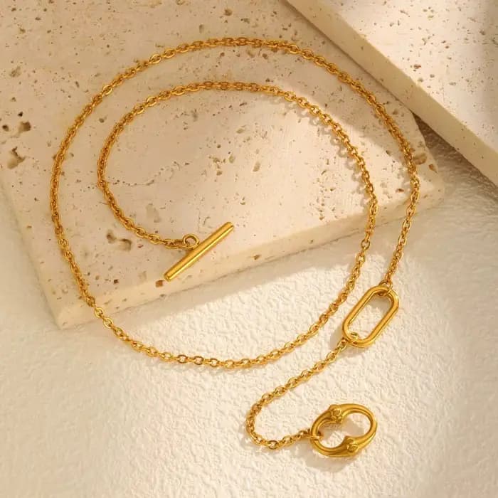 Tigrade – collier avec pendentif géométrique en forme de Y pour femmes, en acier inoxydable, boucle OT, longs colliers à bascule, bijoux cadeaux