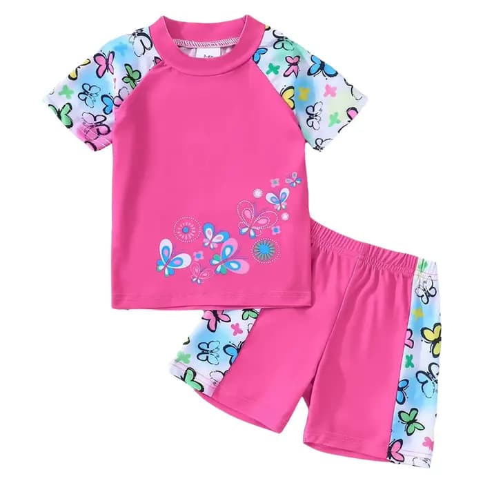 Maillot de bain imprimé décontracté 2 pièces pour petites filles