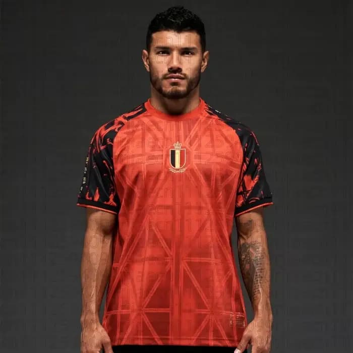 Maillot de l'équipe de Belgique 2026 WC King Kev # 7 Kevin De Bruyne Nouvelle Arrivée T-Shirt Imprimé 3D Football Adulte Unisexe Cyclisme Été
