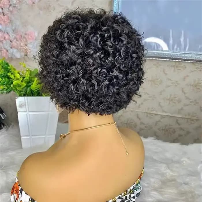 Perruque courte bouclée en cheveux humains, coupe pixie, partie en T, 13x4x1, perruque en dentelle pour femmes, cheveux humains