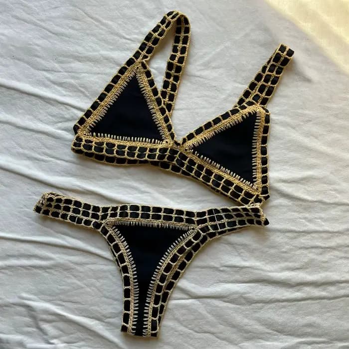 Crochet Bikini 2025 Bandeau Biquini femmes Sexy maillot de bain femme Push Up maillots de bain solide Patchwork maillot de bain crochet maillots de bain