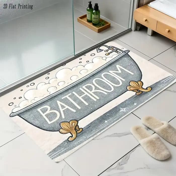 VIKAMA – tapis de sol de salle de bain antidérapant, design rétro, absorbant, pour salle de bain, couloir, décoration de la maison