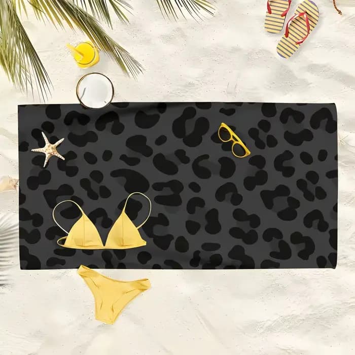 1 serviette de plage léopard noir et blanc, ultra-douce, séchage rapide, style chic, idéale pour la natation, les voyages, les loisirs, la plage, la piscine, l'été et les activités de plein air