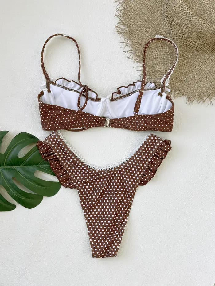 Mode à volants Bikini femmes taille basse Slipt maillot de bain dame Sexy Push Up Biquini maillots